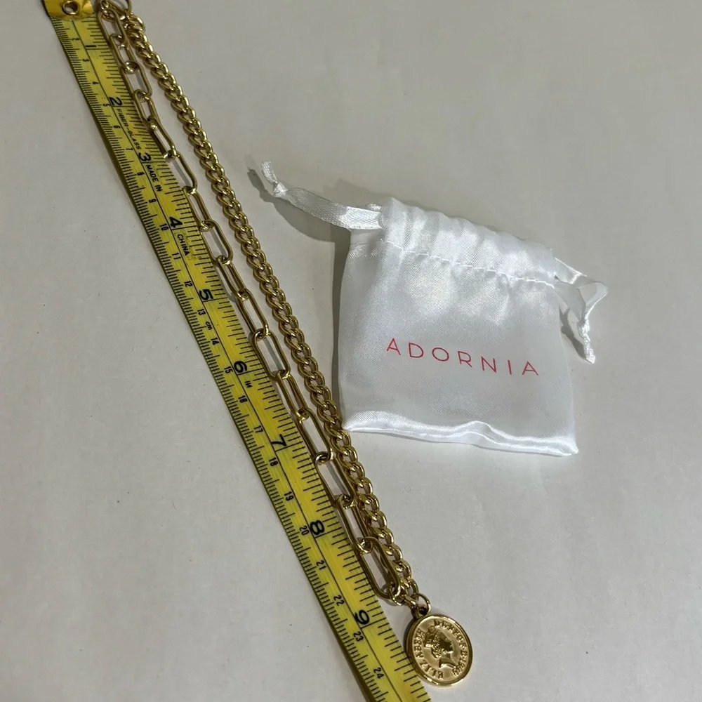 Adornia Water Resistant Mixed Chain Gold Coin Necklace New - Picture 8 of 8